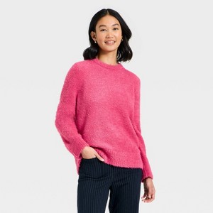 Women's Long Sleeve Fuzzy Pullover Sweater - A New Day™ - 1 of 3