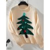 Coolmee Women's Christmas Sweatshirt Round Neck Ugly Christmas Tree Partern Sweater Long Sleeve Top for Holiday - 3 of 4