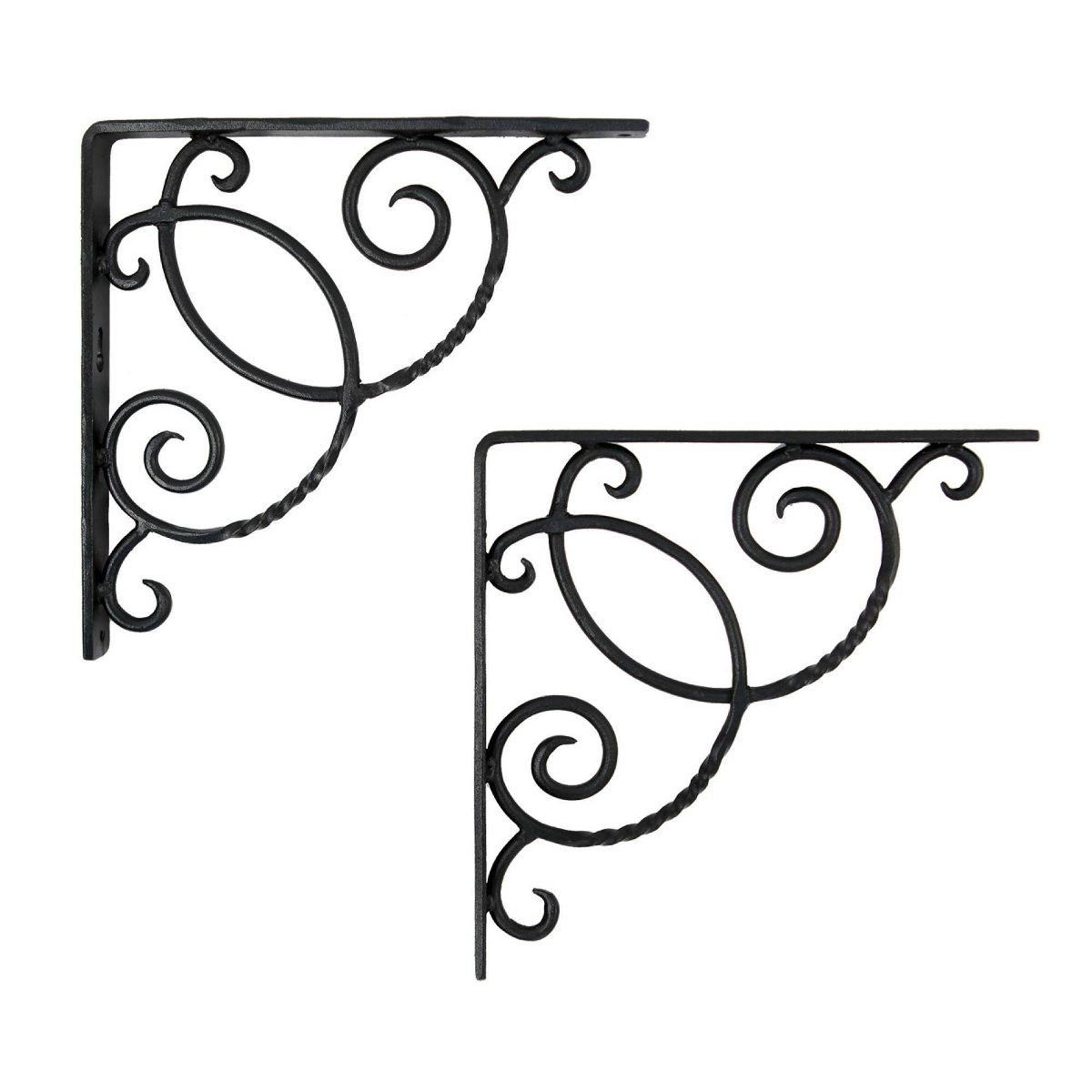 ACHLA Designs 2pc Scroll Shelf Bracket Black 1"x9.75" - thumbnail 3