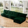 Upholstered Sectional Sofa, 4 Seater Armless Sectional Sofa with Reversible Ottoman, Sectional Sofas with Corduroy Fabric-Cuddlewood - 3 of 4