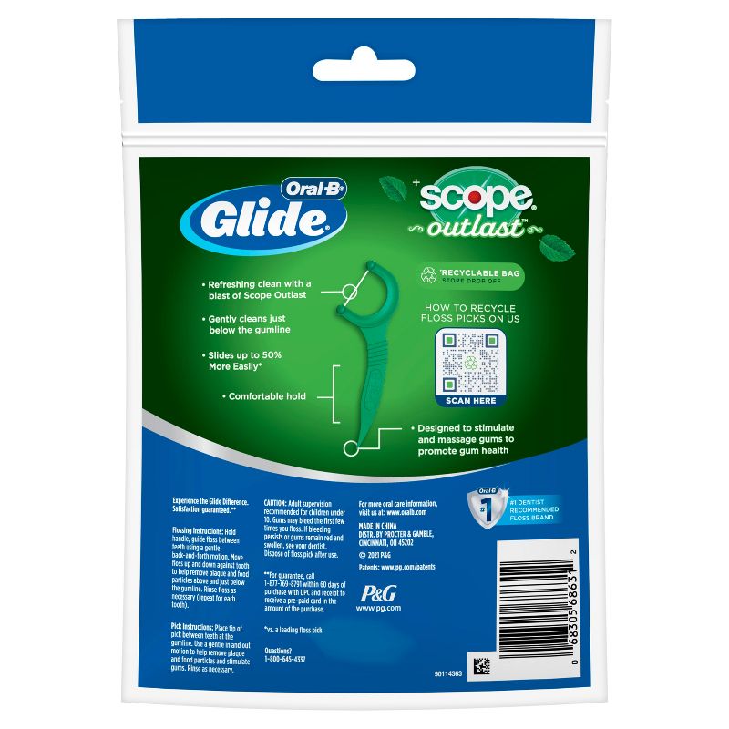 Oral-B Glide Mint Dental Floss Picks with Long Lasting Scope Flavor - 75 Picks, 4 of 12