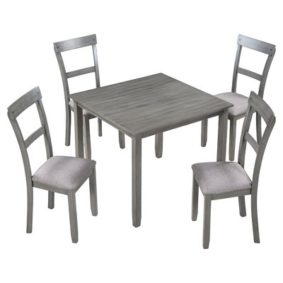 Kitchen Rectangle Dining Table With 4pcs Dining Chairs For 4 Members Home, Solid Wood Kitchen Dining Room For Home Kitchen Dining Room