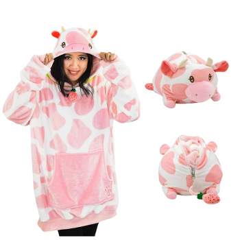 Strawberry Cow Adult Snugible Blanket Hoodie & Pillow