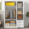3 Door Wooden Storage Wardrobe With Shelves And 2 Drawers, 68'' Tall Clothing Storage With Modern Clean Design, Modern Armoires-Cuddlewood - 2 of 4
