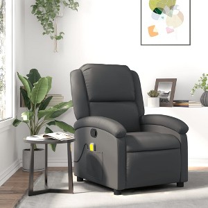 VidaXL Massage Recliner Chair Gray Real Leather - 1 of 4