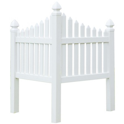 Gardenised Outdoor Vinyl Corner Edge Gate for Garden Lawn Fence Yard Border, White