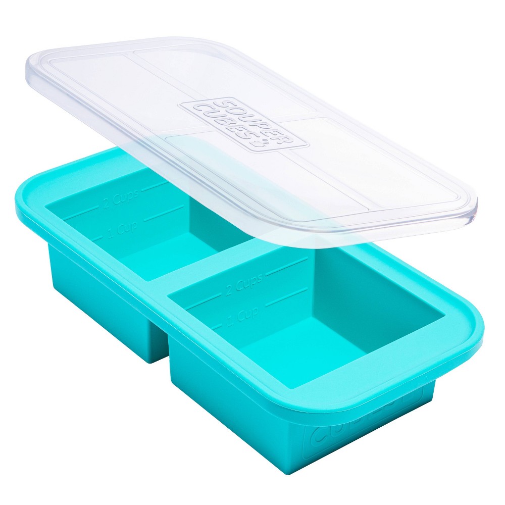 Photos - Food Container Souper Cubes 2c Food Freezing Tray with Lid Aqua Blue