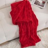 Itopfox Red Fleece Throw Blanket for Couch Sofa Bed, Super Soft Cozy Plush Microfiber Flannel Blanket with 3D Checkered Design for Adults Women Girls - 3 of 4