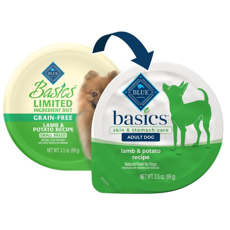 Blue Buffalo Basics  Basics Skin &#38; Stomach Care, Grain Free Natural Lamb &#38; Potato Recipe Small Breed Wet Dog Food - 42oz/12ct, 3 of 11