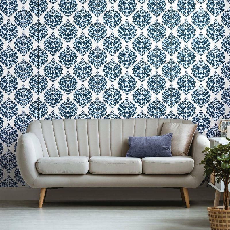 RoomMates Hygge Fern Damask Peel and Stick Wallpaper Blue, 5 of 13