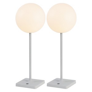 JONATHAN Y Allie Modern Minimalist Indoor/Outdoor Metal Globe Rechargeable/Cordless Dimmable Integrated LED Table Lamp with Touch Sensor - 1 of 4