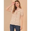 Allegra K Women's Summer Short Sleeves V Neck Ruffle Floral Button Down Shirt - 2 of 4