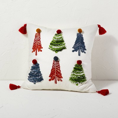 Christmas Trees Embroidered Square Throw Pillow - Opalhouse™ designed with Jungalow™
