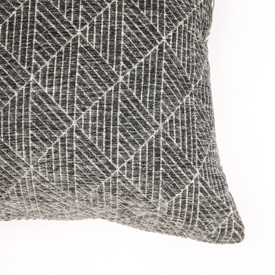 14"x24" Oversized Geometric Chenille Woven Jacquard Reversible Lumbar Throw Pillow Charcoal Gray - freshmint: Contemporary Style, Indoor Use