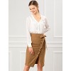 Allegra K Women's Vintage Button Decor Belted Split Front Knee Length Pencil Skirt - 2 of 4