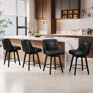 Dyonery 26" Swivel Counter Height Bar Stools with Backrests, Upholstered Seats & Wood Legs for Kitchen Island - 1 of 4