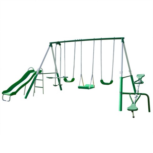 Sportspower Park Ridge Metal with 2 Standing Swing and 2 Person Roman Glider Teeter Swing Set