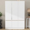 TIRAMISUBEST 6-Door Bedroom Armoire Closet with Hanging Rod, Modern Wardrobe with Storage Shelves and Cabinets for Bedroom - 3 of 4