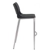 Zuo Modern Ace Barstool Set of 2, 40.9" H, Black Faux Leather, Silver Brushed Stainless Steel, Modern Ergonomic Design - 4 of 4