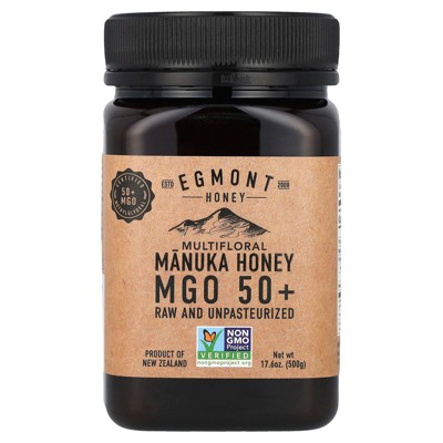 Egmont Honey Multifloral Manuka Honey, Raw And Unpasteurized, MGO 50+, 17.6 oz (500 g)