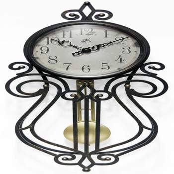 20"x9" Pendulum Wall Clock Heathered Black - Infinity Instruments
