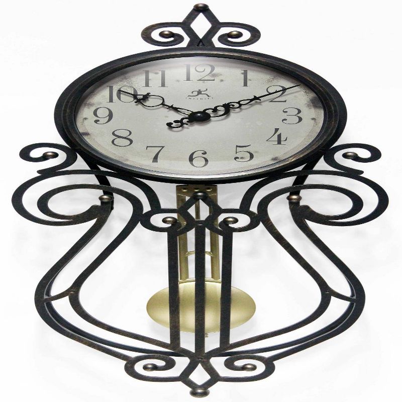 20&#34;x9&#34; Pendulum Wall Clock Heathered Black - Infinity Instruments, 1 of 8