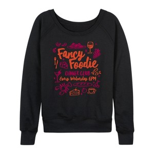 Women's - Instant Message - Fancy Foodie Lightweight French Terry Wide Neck Long Sleeve Shirt - 1 of 4