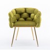 Alilang 28.70 inch Modern Tufted Velvet Accent Chair with Gold Metal Frame- Olive Green - 3 of 4