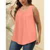 Women's Tank Tops Loose Fit Pleated Square Neck Sleeveless Tops Shirts Curved Hem Summer Outfit - 4 of 4