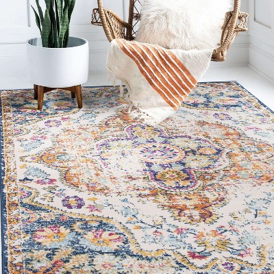 Multicolor Distressed Bohemian Synthetic Area Rug 7'10" x 10'