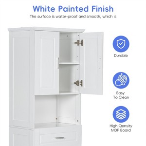 Tall Bathroom Storage Cabinet, Toilet Paper Towels Storage Cabinet, Free Standing Bathroom Organizer, With Tilting Laundry Basket - 1 of 4