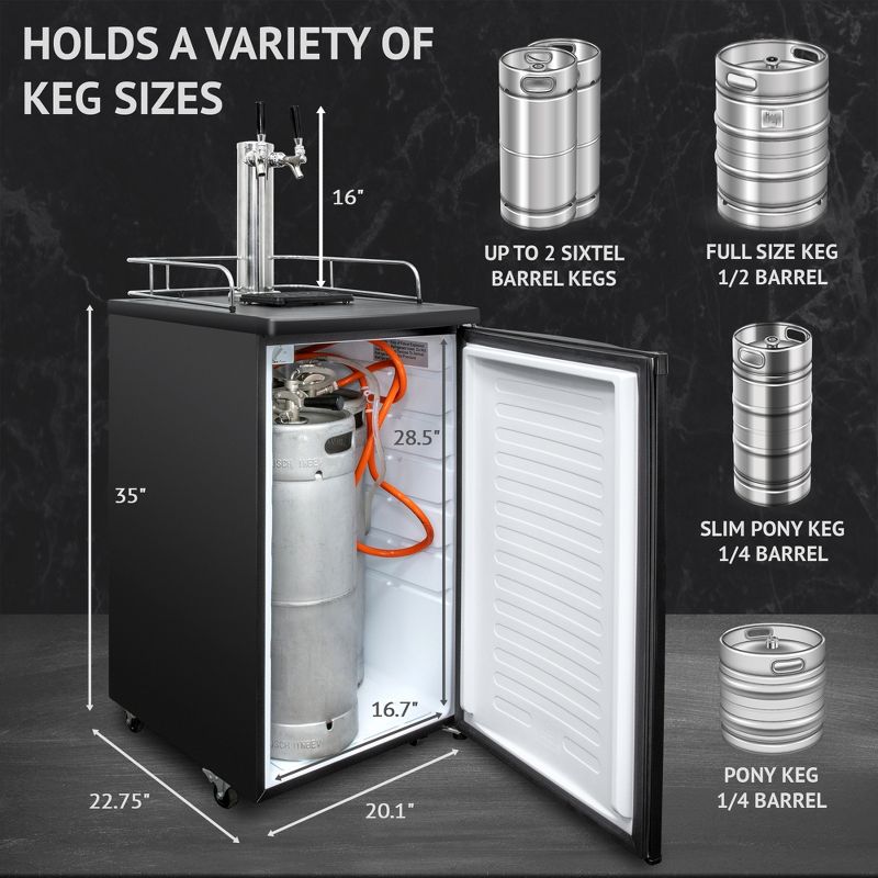 Ivation Dual-Tap Beer Kegerator, Keg Cooler & Beverage Dispenser Kit, 2 of 9