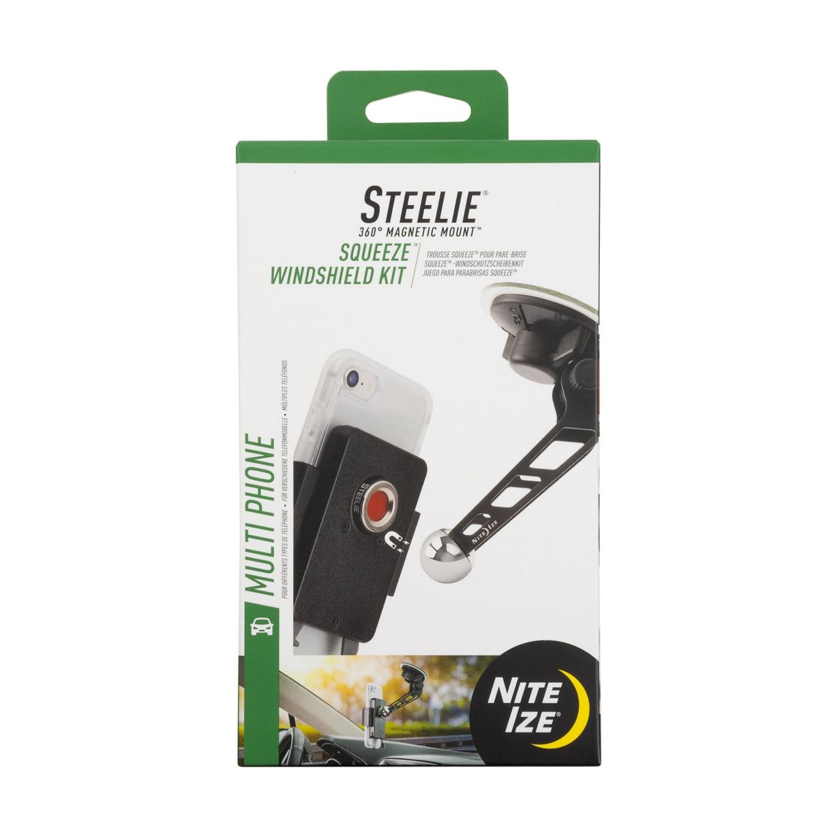 Nite Ize Steelie Squeeze Windshield Kit - Magnetic, Sturdy Phone Holder with Universal Design - Compatible with Apple MagSafe iPhones and Accessories