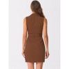 Allegra K Women's Sleeveless V Neck Notched Lapel Double Breasted Belted Work Office Dress - 3 of 4