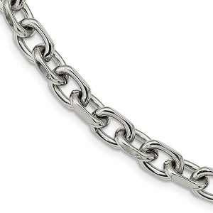 Black Bow Jewelry Men's 8.5mm Stainless Steel Oval Cable Chain Necklace, 24 Inch - 1 of 4