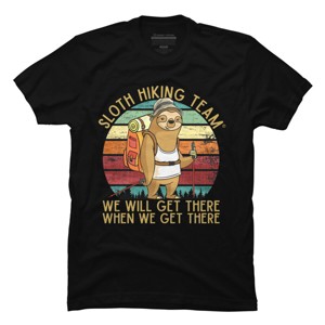 Men's Design By Humans Sloth Hiking Team - We will get there, when we get there By andreastier T-Shirt - 1 of 4