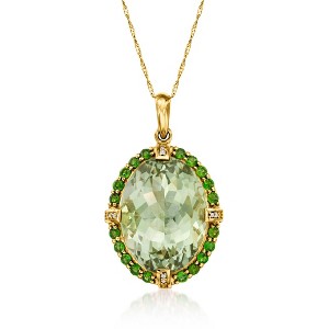 Ross-Simons 18.00 Carat Prasiolite and .80 ct. t.w. Chrome Diopside Pendant With Diamonds in 14kt Yellow Gold Size 1.38 - 1 of 3