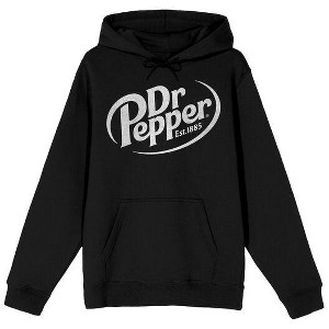 Dr. Pepper White Logo Adult Black Long Sleeve Hooded Sweatshirt - 1 of 3