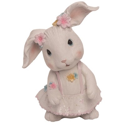 Transpac Resin 8" White Easter Cute Bunny Figurine