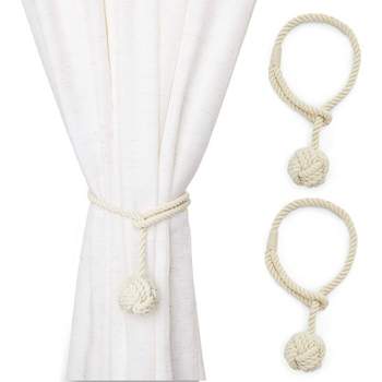 2-Pack Beige Cotton Window Curtain Tiebacks Tie Back, 20" Holdbacks Rope for Drapes