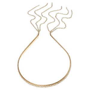 Unique Bargains Women's Three Rows Rhinestone Tassel Headband Gold Tone 1 Pc - 1 of 4