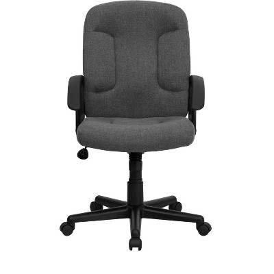 ErgoExec Mid-Back Gray Fabric Swivel Executive Chair with Nylon Arms