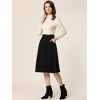 INSPIRE CHIC Women's Casual Solid Faux Suede Pockets Stretch A-line Midi Skirt with Belt - 2 of 4