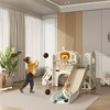 Whisen 7-in-1 Toddler Slide Playset with Ring Toss, Basketball Hoop, Telescope, Climber, Storage Space, Gift for Kids - Cream White - 2 of 4