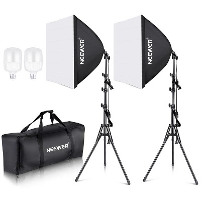 MaseiKar 700W Equivalent Softbox Lighting Kit,2Pack UL Certified 5700K LED Lighting Bulbs,24x24 inches Softboxes with E26 Socket