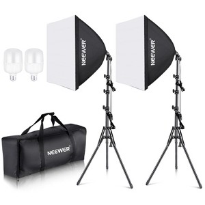 MaseiKar 700W Equivalent Softbox Lighting Kit,2Pack UL Certified 5700K LED Lighting Bulbs,24x24 inches Softboxes with E26 Socket - 1 of 4