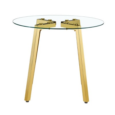 GlasFlength Dining Tables Modern Minimalist Circular Dining Table Patterned Tabletop for Multi Functional Spaces, Gold, 36"*36"*29.5"