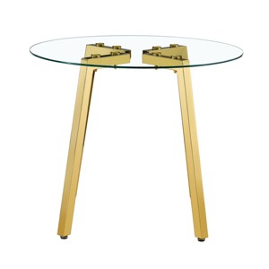 GlasFlength Dining Tables Modern Minimalist Circular Dining Table Patterned Tabletop for Multi Functional Spaces, Gold, 36"*36"*29.5" - 1 of 4