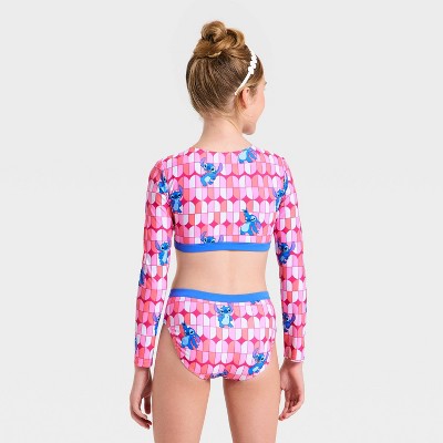 Disney Girls' Stitch Long Sleeve Bikini Set - Pink M — фото 2