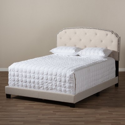 Lexi King-Size Light Beige Tufted and Nailhead Trim Upholstered Bed